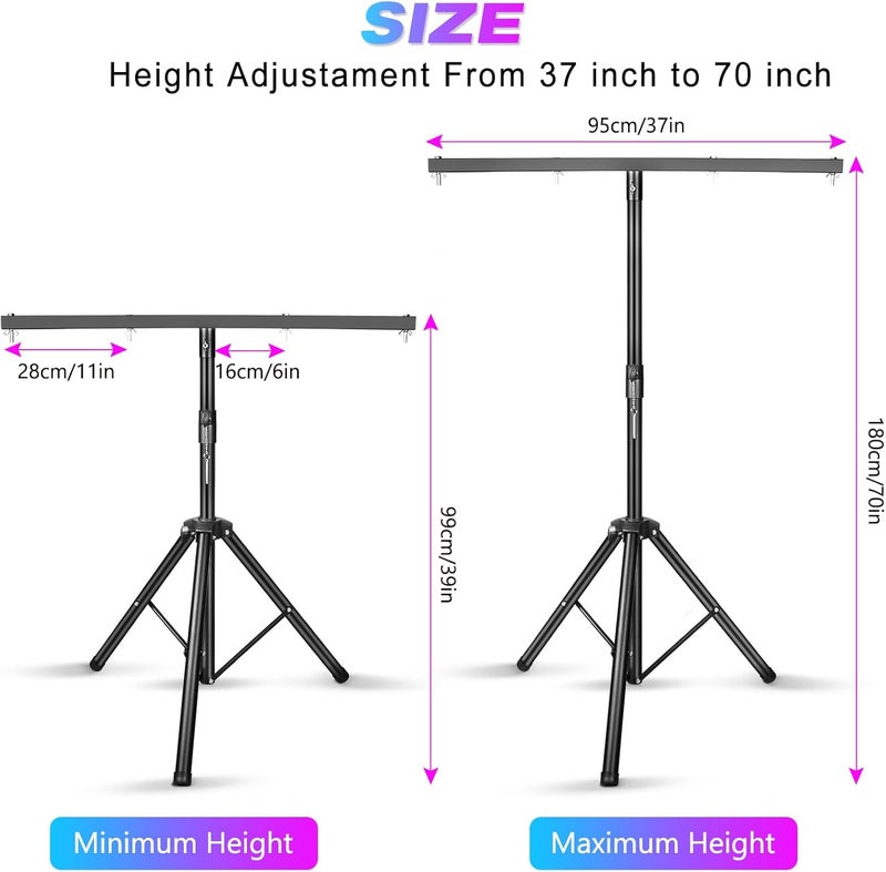 UKing Light Stand, DJ Light Stand for Par Lights, Protable Light Stand Tripod, Lightweight Metal DJ Light Stand with Crossbar, Stage Light Stand for Stage, Bar, Banquet, Party (39-70 In) - Image 5